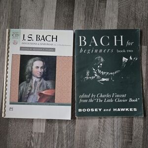 ​J.S. Bach Piano Books Lot: Inventions & Sinfonias w/ CD + Vintage Beginner Book